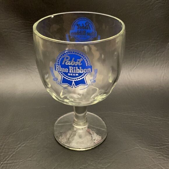 Pabst Blue Ribbon Beer Blue 16 Ounces Cold Draft Beer Glass  Stemmed Mug 6 Inch - Picture 2 of 4